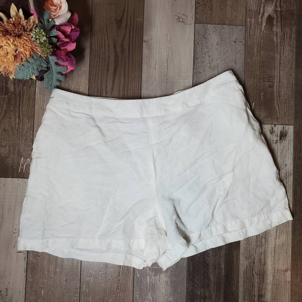 A New Day Women's White Mid-Rise Linen Shorts Size XL